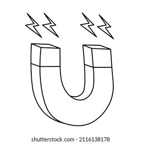 Magnet as line drawing on white background. Vector
