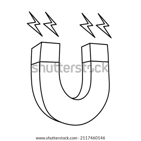 Magnet as line drawing on white background. Vector