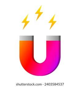 Magnet line icon. Attraction, pole, field, physics, metal, polarity, plus, minus. Vector icons for business and advertising