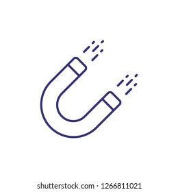 Magnet line icon. Horseshoe, instrument, equipment. Construction concept. Can be used for topics like building, industry, power