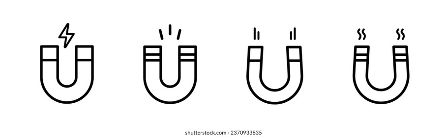 Magnet line icon. Horseshoe icon set. Magnet horseshoe line icon. Magnet symbol set. Editable stroke. Stock vector illustration.