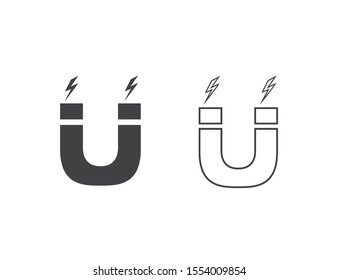 Magnet line icon set. Vector illustration