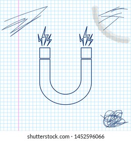 Magnet line sketch icon isolated on white background. Horseshoe magnet, magnetism, magnetize, attraction. Vector Illustration