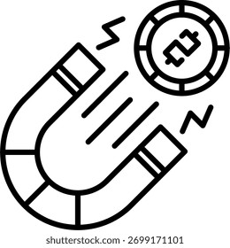 Design de ícone de vetor de linha de ímã