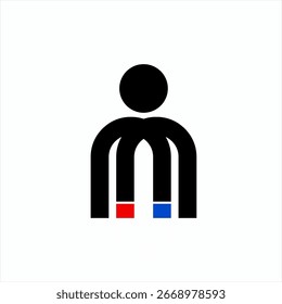 Magnet logo design with human concept and letter M.