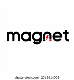 Magnet logo design. letter magnet with its symbol on the letter N.