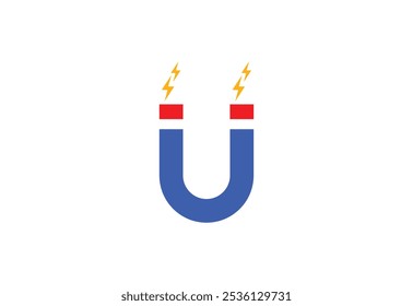 Design do logotipo do imã com fundo branco, ilustração Vetor