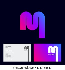 Magnet logo. M gradient monogram. This logo can be used for business, production, factory or web and digital.