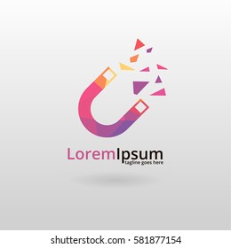 Magnet logo. Polygonal magnet logotype 