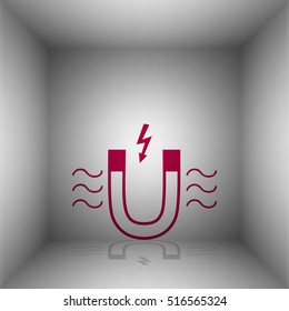 Magnet with magnetic force indication. Bordo icon with shadow in the room.