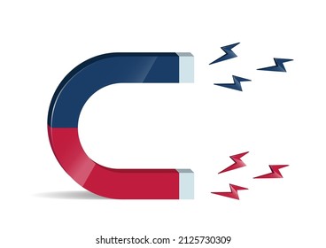 Magnet with Magnetic Force Isolated on white background