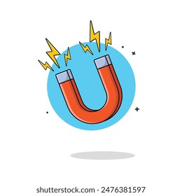 Magnet with Magnetic Power Vector Illustration. Scientific Object Concept Design