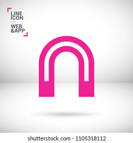 Magnet minimalistic vector icon. Horseshoe line minimal icon for flat mobile app and web design.