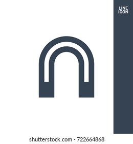 Magnet minimalistic vector icon. Horseshoe line minimal icon for flat mobile app and web design.