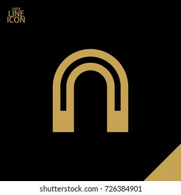 Magnet minimalistic vector icon. Horseshoe line minimal icon for flat mobile app and web design.
