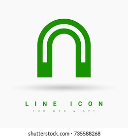 Magnet minimalistic vector icon. Horseshoe line minimal icon for flat mobile app and web design.