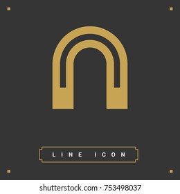 Magnet minimalistic vector icon. Horseshoe line minimal icon for flat mobile app and web design.