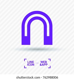Magnet minimalistic vector icon. Horseshoe line minimal icon for flat mobile app and web design.