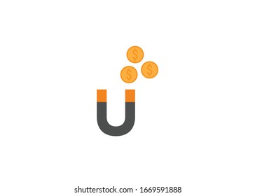 magnet and money, flat design style vector icon