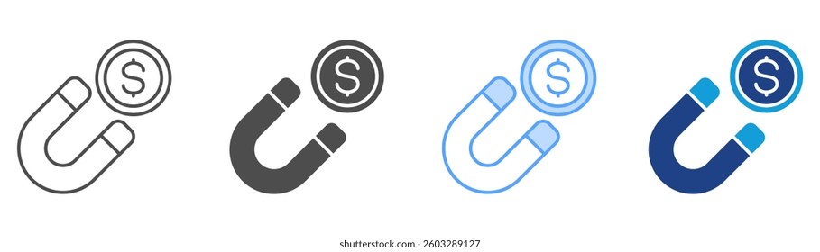 Magnet Money Icon Set Multiple Style Collection