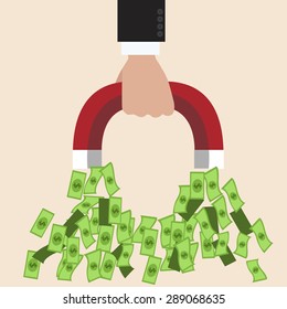 magnet and money / illustration / vector / business concept