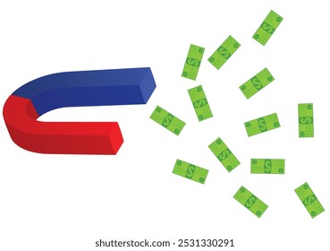 Magnet and money. vector illustration