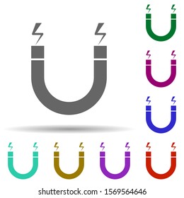 Magnet in multi color style icon. Simple glyph, flat vector of energy icons for ui and ux, website or mobile application