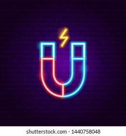Magnet Neon Label. Vector Illustration of Education Promotion.