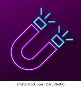 magnet neon sign, modern glowing banner design, colorful trend of modern design. Vector illustration.