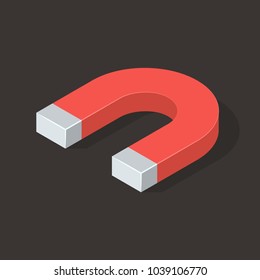 Magnet on Brown Background. Isometric Vector Illustration