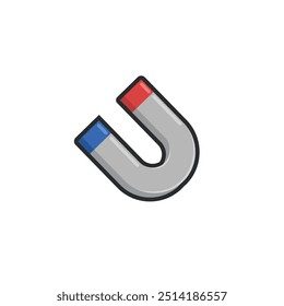 magnet in outline flat vector design.
