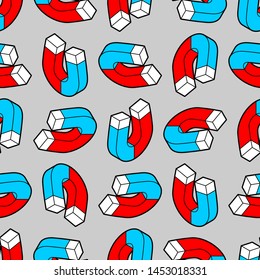 Magnet pattern seamless. loadstone background. vector texture