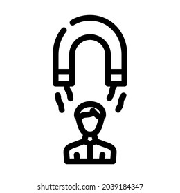 magnet people line icon vector. magnet people sign. isolated contour symbol black illustration