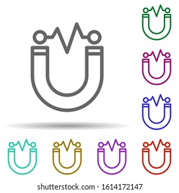 Magnet, physics in multi color style icon. Simple thin line, outline vector of bioengineering icons for ui and ux, website or mobile application