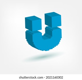 magnet pixel symbol sign vector logo isolated 3d