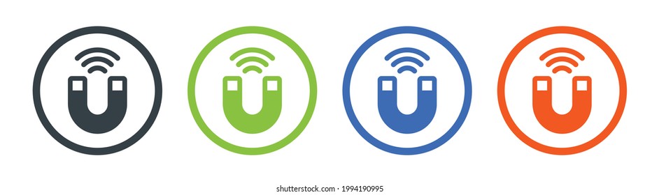 Magnet with power icon. Attract vector illustration on white isolated background. Electromagnetic business