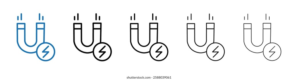 Magnet with power icon Outline vector logo for web ui