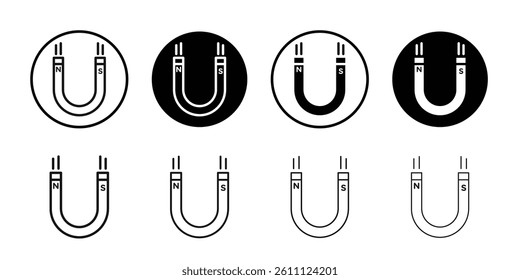 Magnet with power icon Vector flat thin line illustration