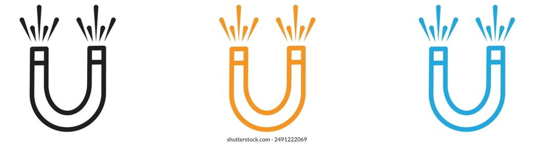 Magnet with power vector logo set collection for web app ui
