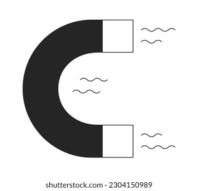 Magnet pulling in flat monochrome isolated vector object. Magnetic attraction. Lead magnet. Editable black and white line art drawing. Simple outline spot illustration for web graphic design