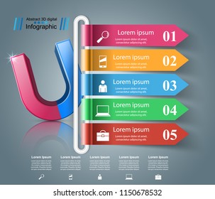 Magnet realistic icon. Business infographic. Vector eps 10