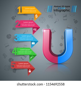Magnet realistic icon. Business infographic. Vector eps 10