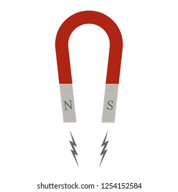 Magnet red and blue color . Positive and negative polarity. Magnetic Power attracts metal. Vector illustration loadstone isolated on white background.