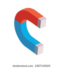 Magnet with red and blue halves