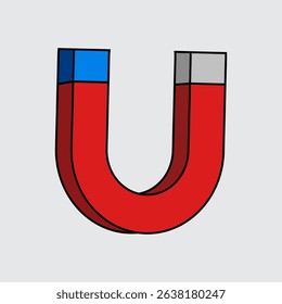 A magnet Science cartoon illustration isolated on a light background