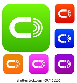Magnet set icon in different colors isolated vector illustration. Premium collection