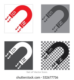 Magnet Set icons with four Color Variations of flat style. Vector illustration.