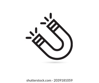magnet sign line black icon