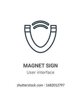 Magnet sign outline vector icon. Thin line black magnet sign icon, flat vector simple element illustration from editable user interface concept isolated stroke on white background