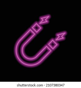 Magnet simple icon vector. Flat desing. Purple neon on black background.ai